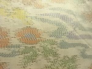 アンティーク　流水に花模様織り出し本場大島紬着物